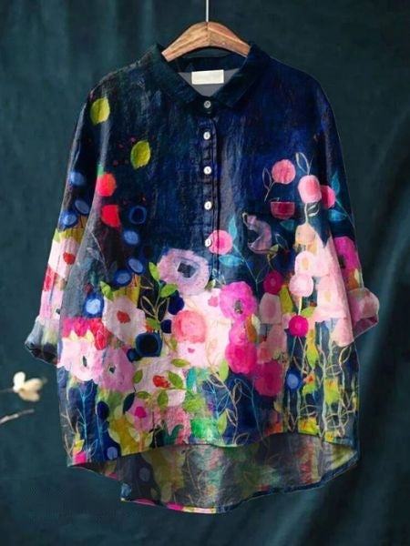 Lila | Bluza s cvjetnim uzorkom