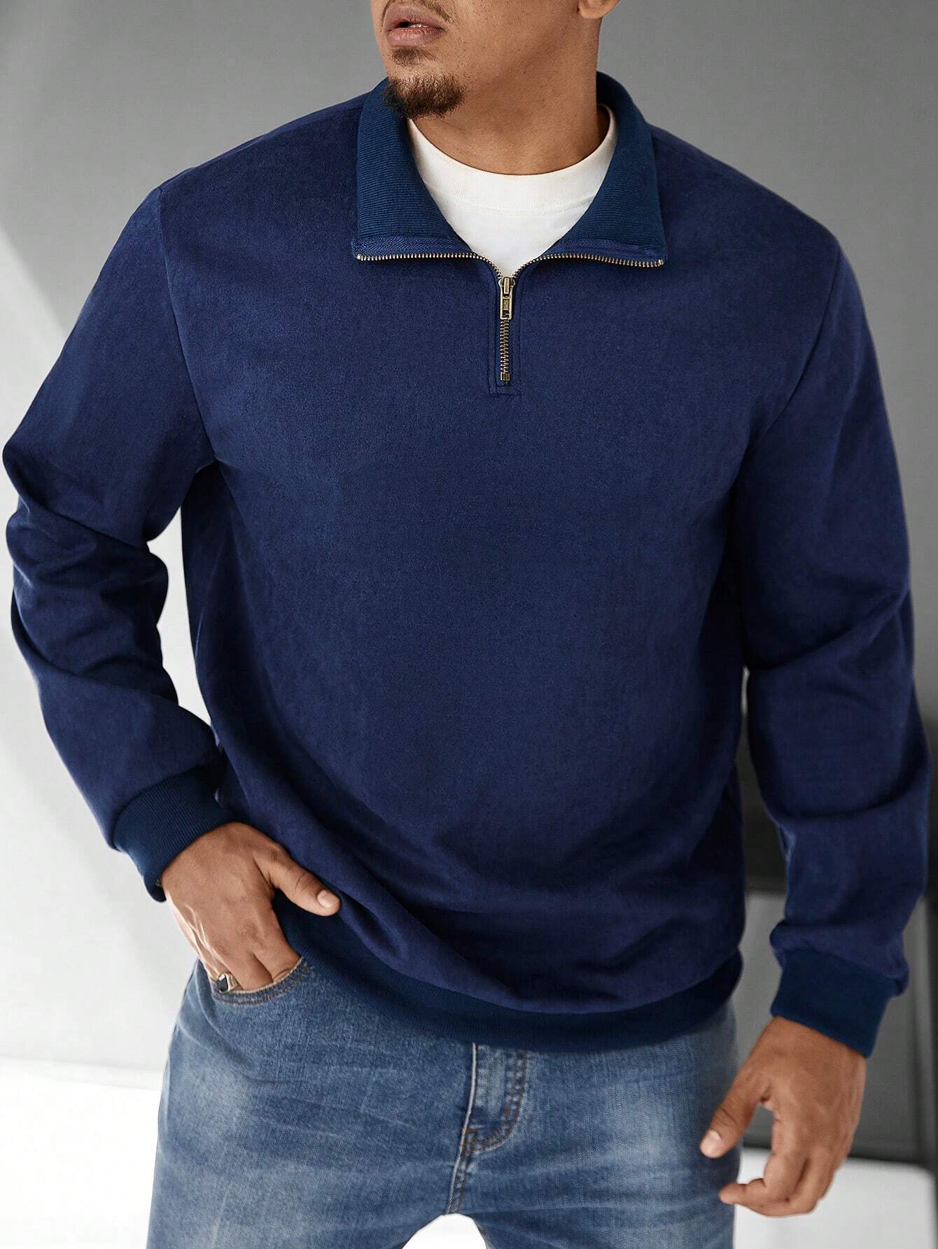 Omari | Muška zip-up dukserica s ovratnikom, stylish casual odjeća