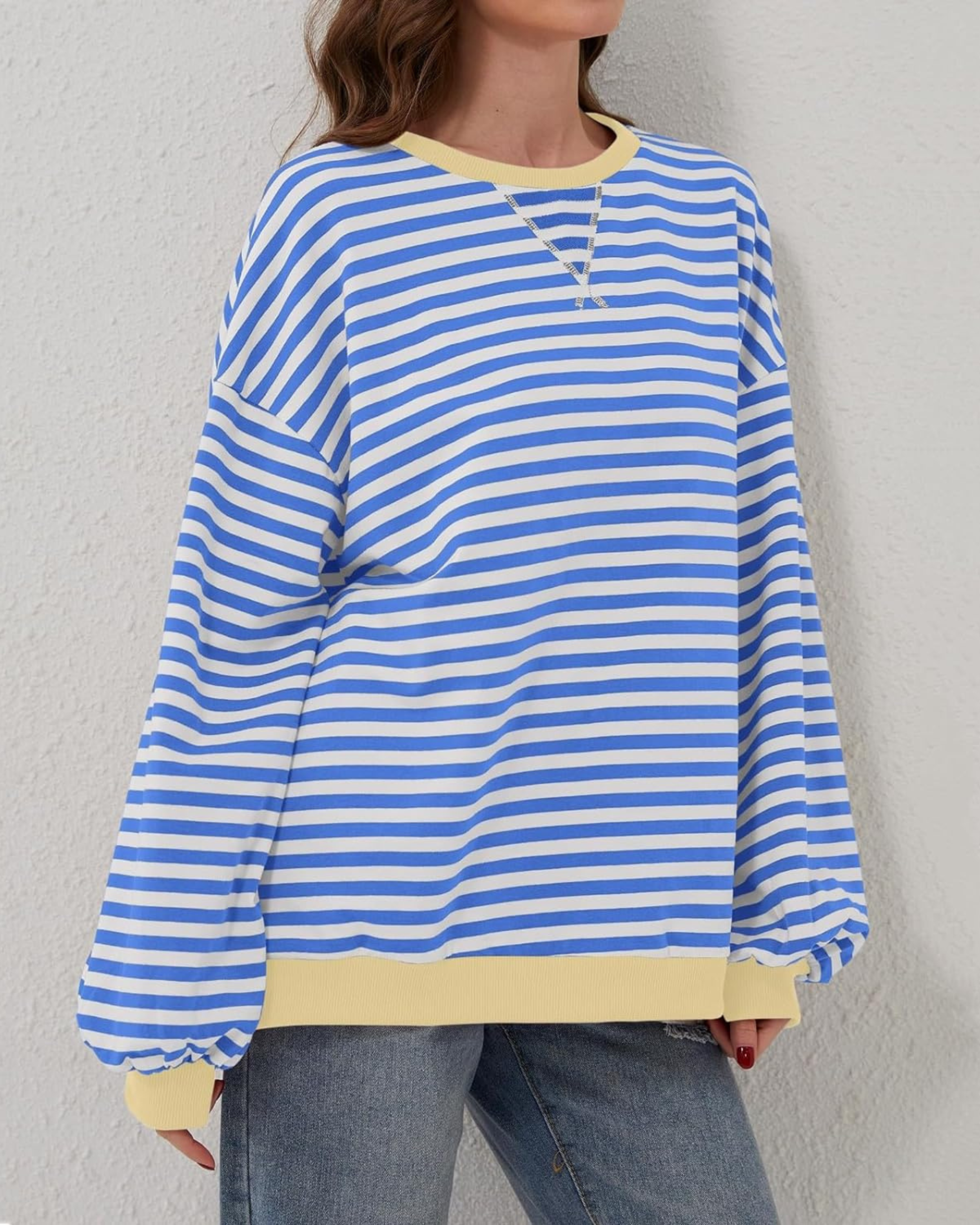 LUA - PREVELIKI PRUGASTI SVEATSHIRT DUGIH RUKAVA