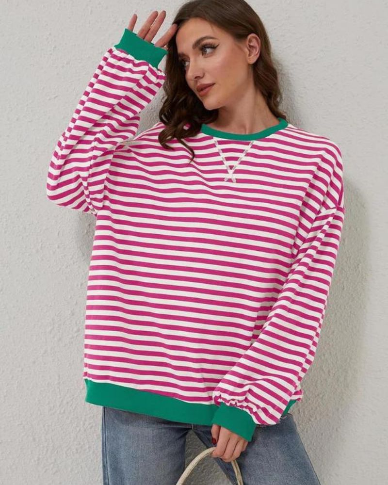 LUA - PREVELIKI PRUGASTI SVEATSHIRT DUGIH RUKAVA