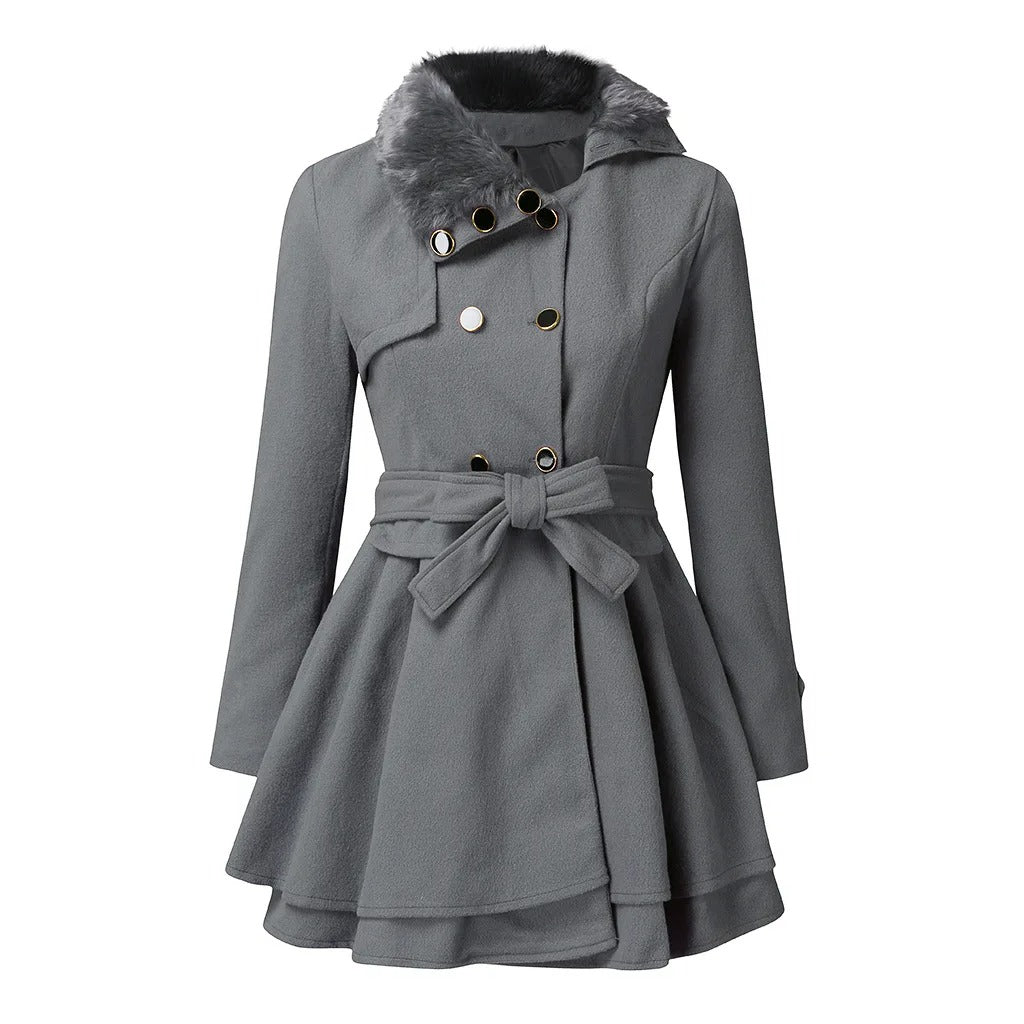 Yena | Sikkes trench coat s veganskim krznom