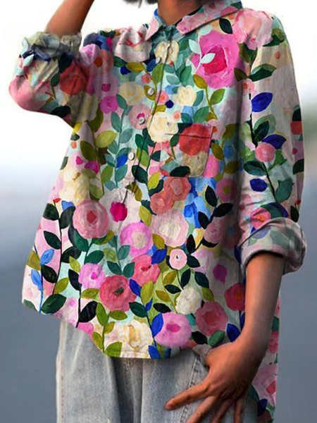 Lila | Bluza s cvjetnim uzorkom