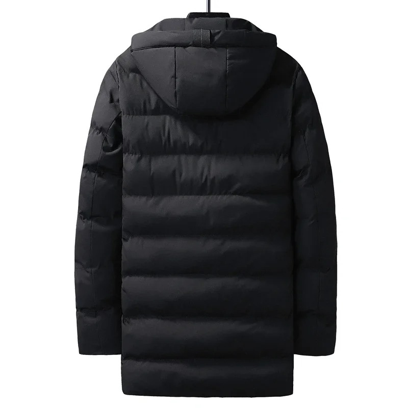 Casual duga muška puffer jakna s kapuljačom i džepovima Savršena za jesen/zimu