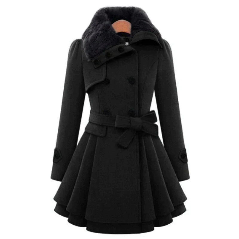 Yena | Sikkes trench coat s veganskim krznom