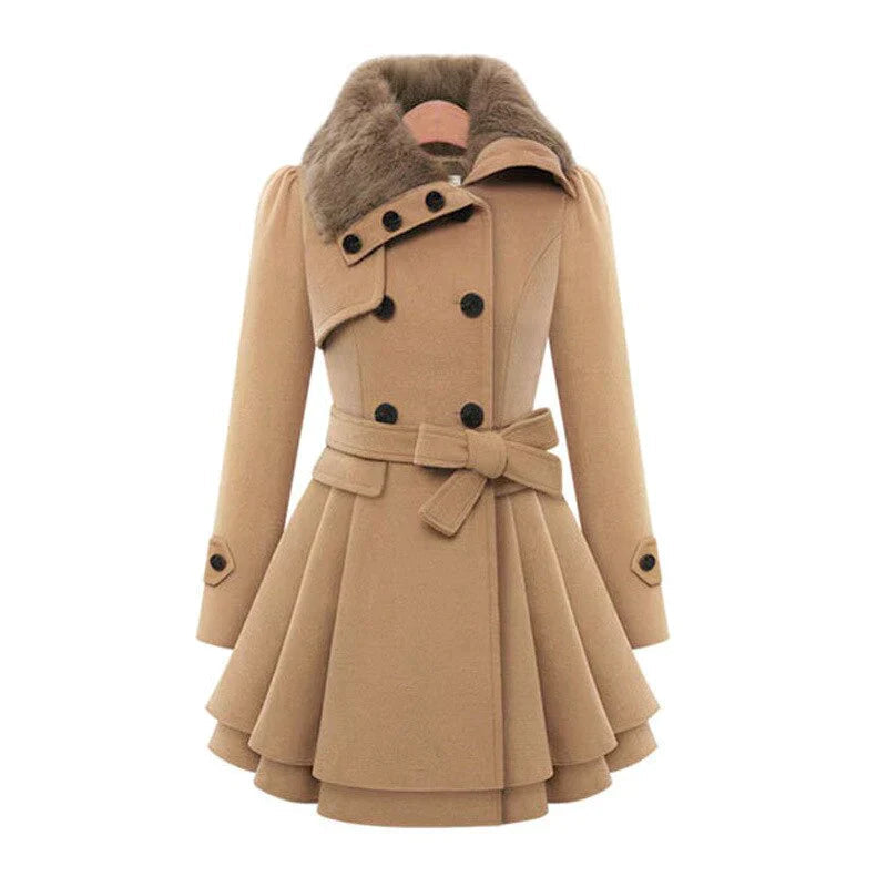 Yena | Sikkes trench coat s veganskim krznom