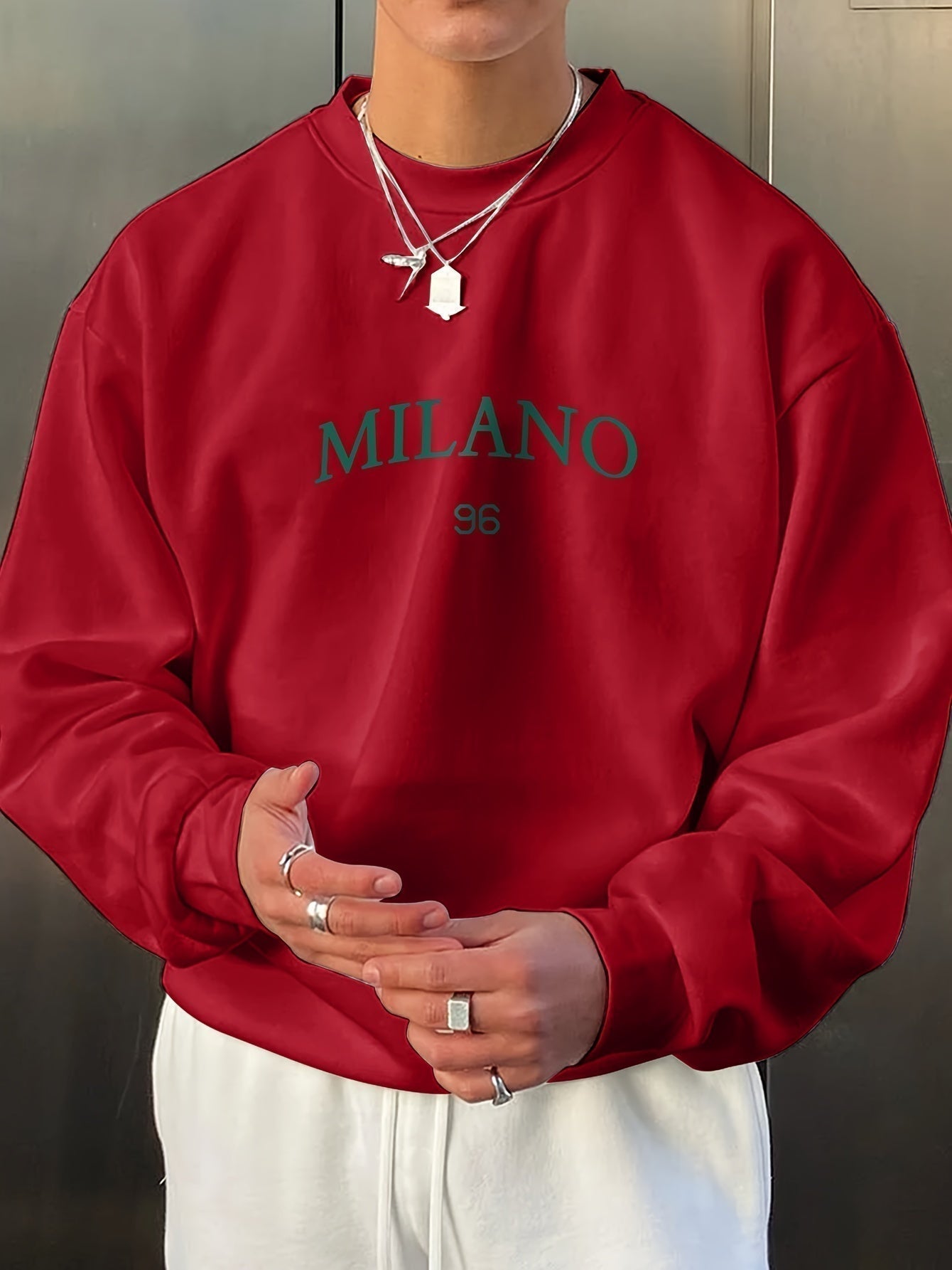 Trendy Oversized Pulover s 'Milano'-Printom za Muškarce | Savršeno za Jesen i Zimu