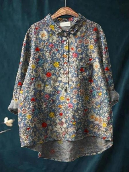 Lila | Bluza s cvjetnim uzorkom